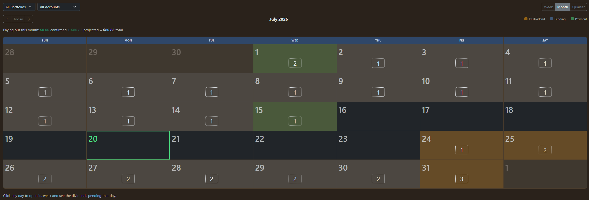 Calendar Monthly View