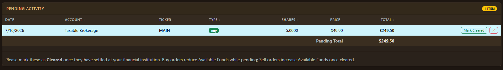 Pending Activity