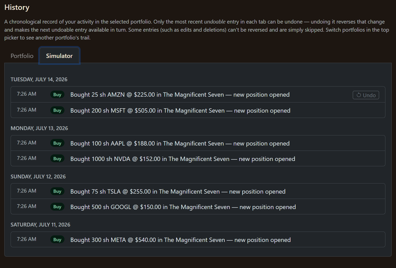 Simulator History